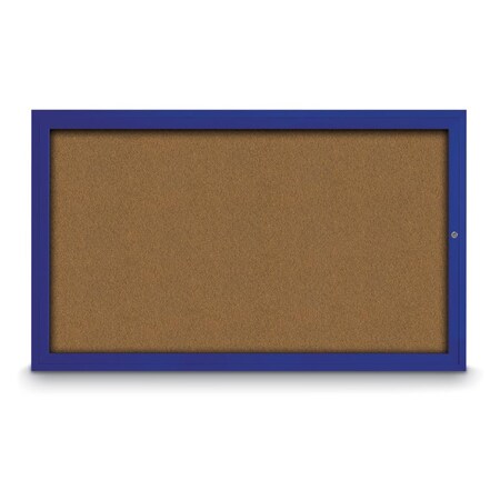 United Visual Products Slim Enclosed Corkboard, 24"x36", Gold Alum Frame/Cinnabar UVEB2436-GOLD-CINNABA
